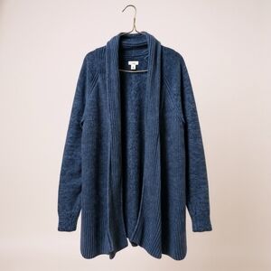 L.L. Bean Thick Open Front Cardigan Sweater Large Blue
